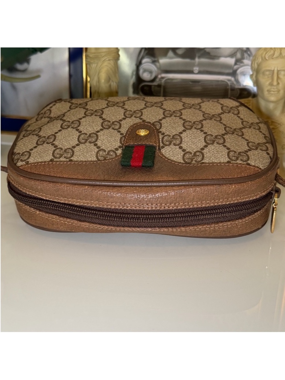 Vintage Gucci Web Crossbody Bag GG Coated Canvas Small with COA - Picture 12 of 15